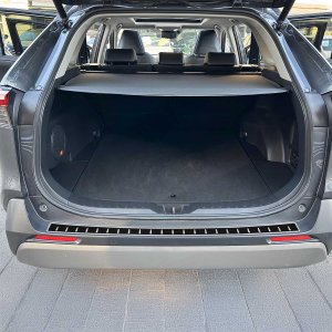 Toyota RAV4 Bumper Sill Cover - Rear - Omac - S.Steel + Carbon Foiled - Gloss Silver - 2019-2025